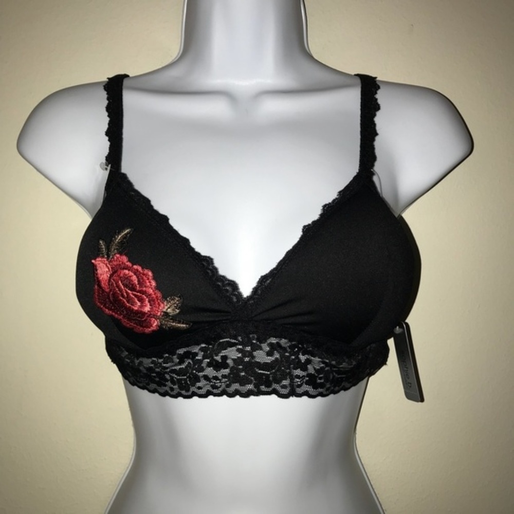 🎀 Sophie B Bra NWT Black Flower - Picture 3 of 4